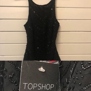 NWT Topshop hand beaded with cup tank dress top